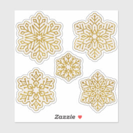 スノーフレーク金ゴールドグリッターアンティークホワイト シール