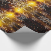 スノーフレーク金ゴールドグロー冬 ラッピングペーパー (角)