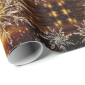 スノーフレーク金ゴールドグロー冬 ラッピングペーパー (ロールコーナー)