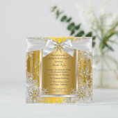 スノーフレーク金ゴールドシルバーボウ冬ワンダーランドパーティー 招待状 (スタンド正面)