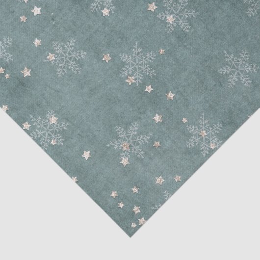 スノーフレーク金ゴールドスターティール（緑がかった色）ブルーデカップクリスマス 薄葉紙 (詳細)