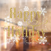 スノーフレーク金ゴールドハッピーホリデイ、カフェウィンドウのクリング ウィンドウサイン (シート2)