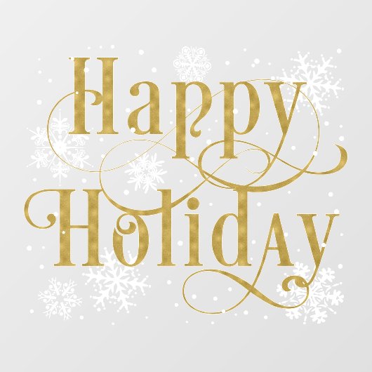 スノーフレーク金ゴールドハッピーホリデイ、カフェウィンドウのクリング ウィンドウサイン (シート)