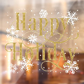 スノーフレーク金ゴールドハッピーホリデーストアウィンドウクリング ウィンドウサイン (シート2)