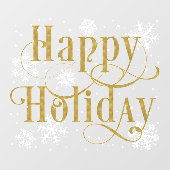 スノーフレーク金ゴールドハッピーホリデーストアウィンドウクリング ウィンドウサイン (シート)