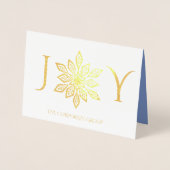 スノーフレーク金ゴールドブルー企業のロゴホリデー 箔カード (正面)