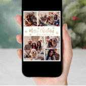 スノーフレーク金ゴールドホワイト5フォトコラージュクリスマス シーズンカード