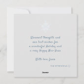 スノーフレーク雪だるまハッピーホリデイズブルーグレイ シーズンカード (裏面)