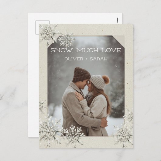 スノーフレーク雪の多くの愛カップルの写真 シーズンポストカード (正面/裏面)