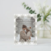 スノーフレーク雪の多くの愛カップルの写真 シーズンポストカード (スタンド正面)