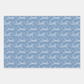 スノーフレーク飛行機の青。折り返し紙シート ラッピングペーパーシート (正面2)