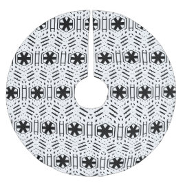 スノーフレーク黒と白スカンジナビアのクリスマス ブラッシュドポリエステルツリースカート