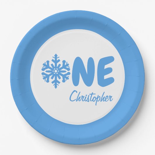 スノーフレーク1歳の誕生日 ペーパープレート (正面)