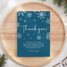 スノーフレーク1stバースデーウィンターサンキューカード
