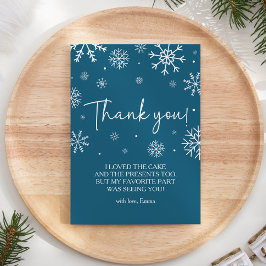 スノーフレーク1stバースデーウィンターサンキューカード 招待状