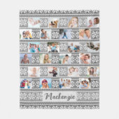 スノーフレーク24フォトグレーホワイトセーターパーソナライズされた フリースブランケット (正面)