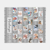 スノーフレーク24フォトグレーホワイトセーターパーソナライズされた フリースブランケット (正面(横))