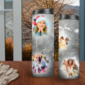 スノーフレーク4写真テンプレートパステルグレークリスマス タンブラー