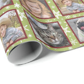 スノーフレーク5カスタムファミリーフォトコラージュグリーン簡単 ラッピングペーパー (ロールコーナー)