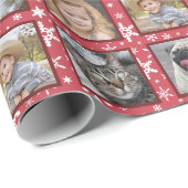 スノーフレーク5カスタムファミリーフォトコラージュレッド簡単 ラッピングペーパー (ロールコーナー)