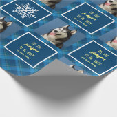 スノーフレーク&お気に入り。写真。ブルー. ラッピングペーパー (角)