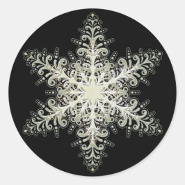 スノーフレーク・アイスレース冬の白と黒エレガント ラウンドシール