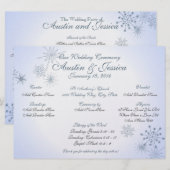 スノーフレーク アイス ブルー 結婚式プログラム 招待状 (正面/裏面)