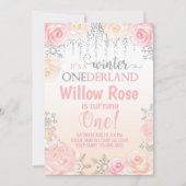 スノーフレーク・ウィンターガール1st誕生日招待状。i 招待状 (正面)