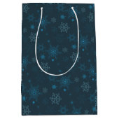 スノーフレーク・ウィンターブルーのシームレスパターン ミディアムペーパーバッグ (正面)