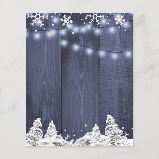 スノーフレーク・ウィンターワンダーランド結婚式招待状 (裏面)