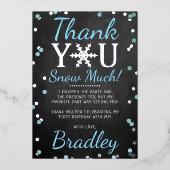 スノーフレーク・ウィンター1st誕生日ありがとうホイルカード 箔招待状 (正面)