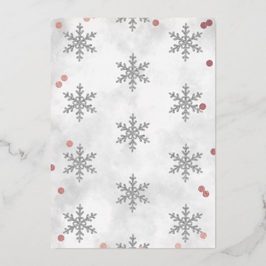 スノーフレーク・ウィンター1st誕生日ありがとうホイルカード 箔招待状 (裏面)