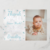 スノーフレーク・ウィンター1st誕生日ありがとうホイルカード 箔招待状 (正面)