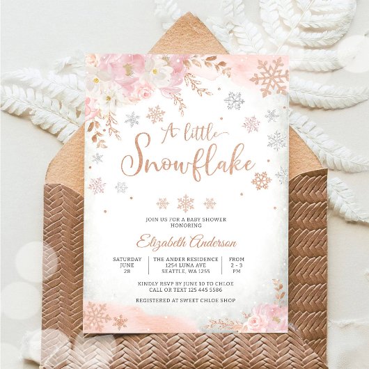 スノーフレーク ウィンター ベイビー シャワーの招待状 招待状