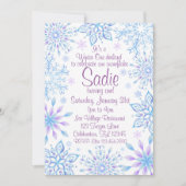 スノーフレーク ウィンター ワン・ダーランド ファースト バースデー 招待状 (正面)