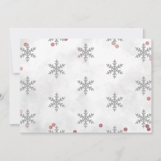 スノーフレーク ウィンター 1歳の誕生日 フォト 招待状 (裏面)