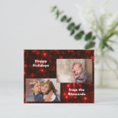 スノーフレーク・オン深いレッドホリディフォトポストカード シーズンポストカード (スタンド正面)