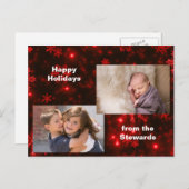 スノーフレーク・オン深いレッドホリディフォトポストカード シーズンポストカード (正面/裏面)