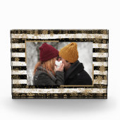 スノーフレーク・オン白黒ストライプカスタム フォトブロック (正面)