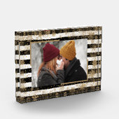 スノーフレーク・オン白黒ストライプカスタム フォトブロック (左)