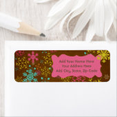 スノーフレーク・オン・ブラウン差出人住所ラベル ラベル (インサイチュ)