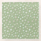 スノーフレーク・オン・ミント ガラスコースター (正面)