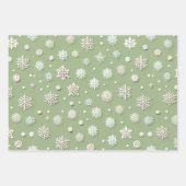 スノーフレーク・オン・ミント ラッピングペーパーシート (正面3)