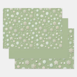スノーフレーク・オン・ミント ラッピングペーパーシート