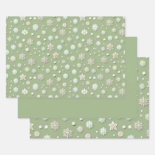 スノーフレーク・オン・ミント ラッピングペーパーシート (セット)