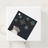 スノーフレーク・オーナメントを見つめるビルマ猫ギフトラベル フェイバータグ (インサイチュ)