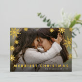 スノーフレーク・オーバーレイ |メリークリスマスフォト 箔シーズンカード (立ち正面)