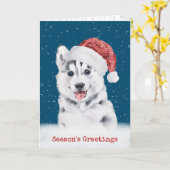 スノーフレーク・カードのクリスマスハスキー カード (黄色い花)