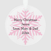 スノーフレーク・クリスマスに咲くピンクの蝶 オーナメント (裏面)