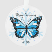 スノーフレーク・クリスマスに咲く青い蝶 オーナメント (正面)
